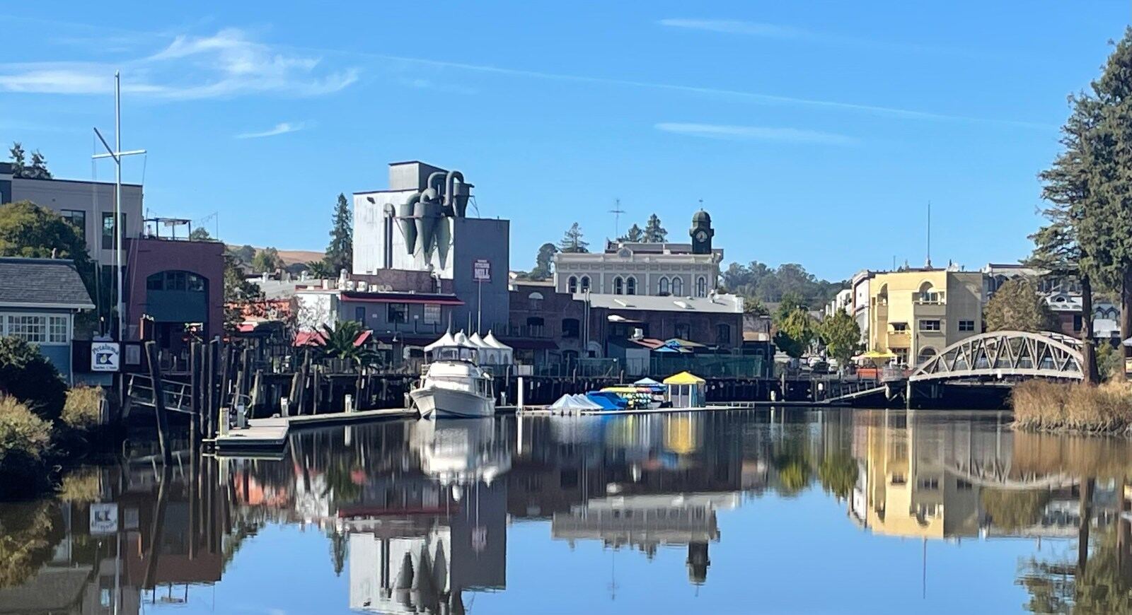 The Petaluma Trestle and Balshaw Bridge over the turning basin.