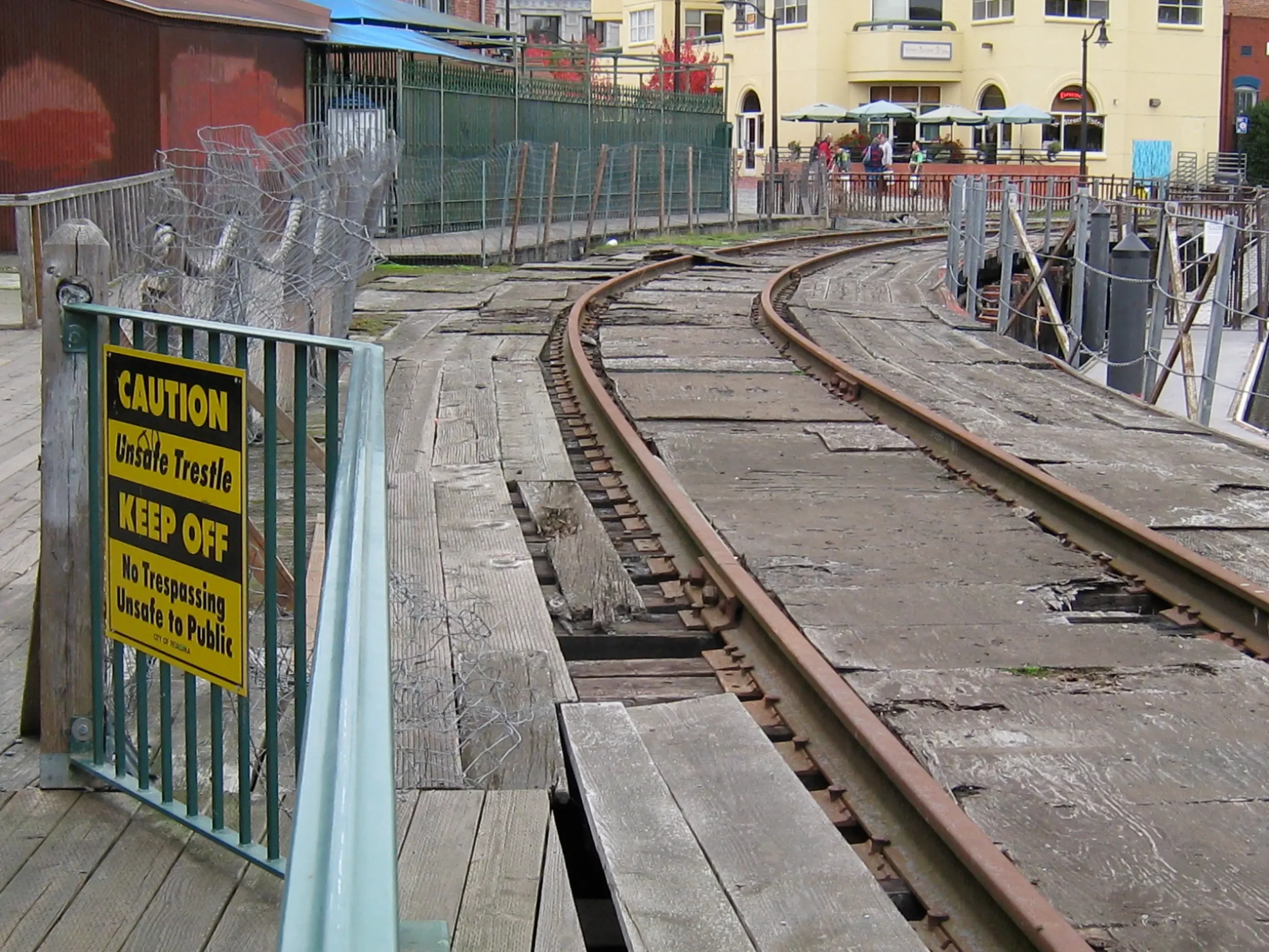 Current picture of trestle in severe disrepair.